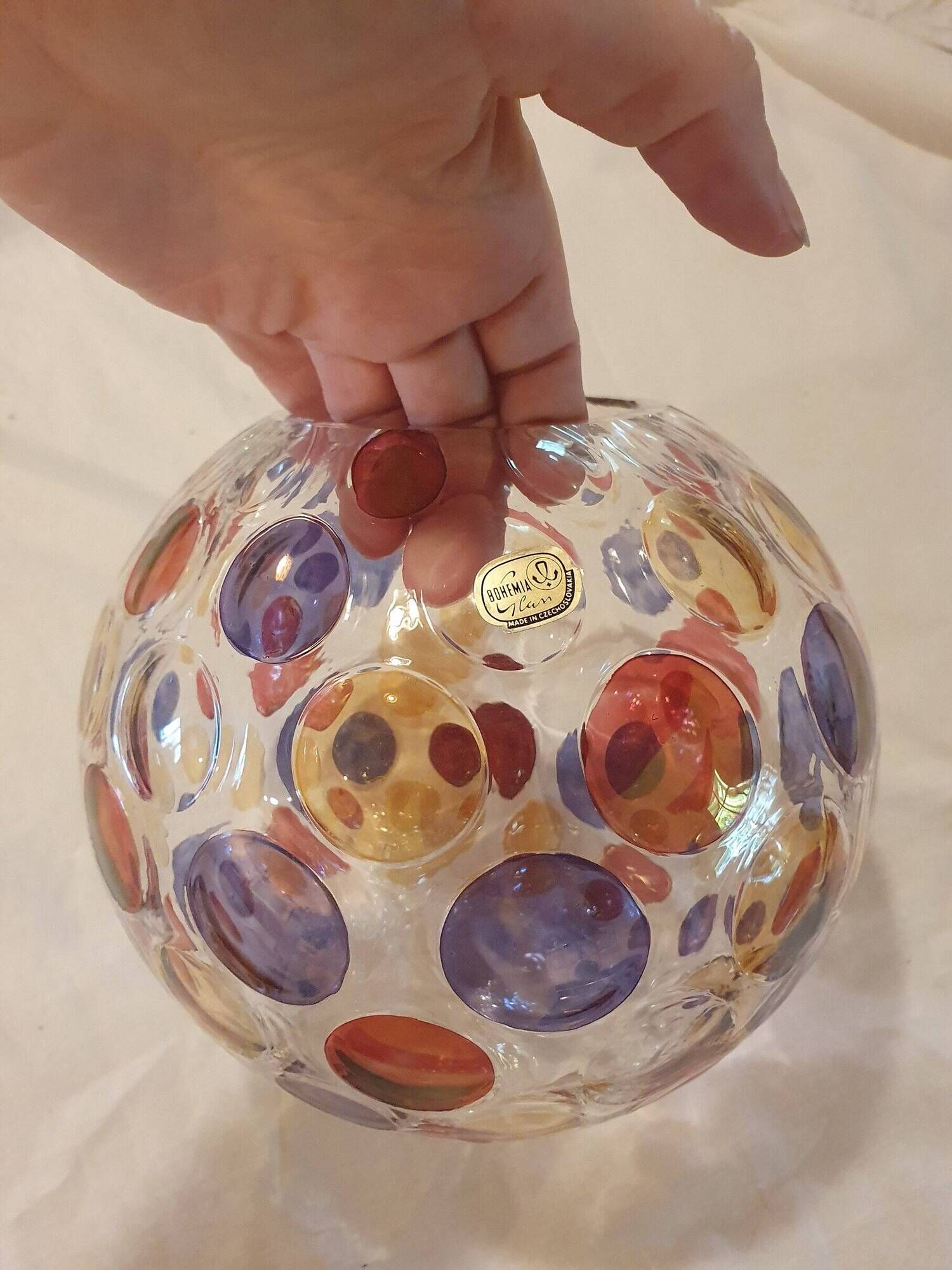 Vintage round vase - Bohemia 1960 - "Nemo" Borske Sklo by Max Kannegiesser