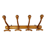 Old beech wood coat rack curved circa 1930-1950 4 hooks SB
