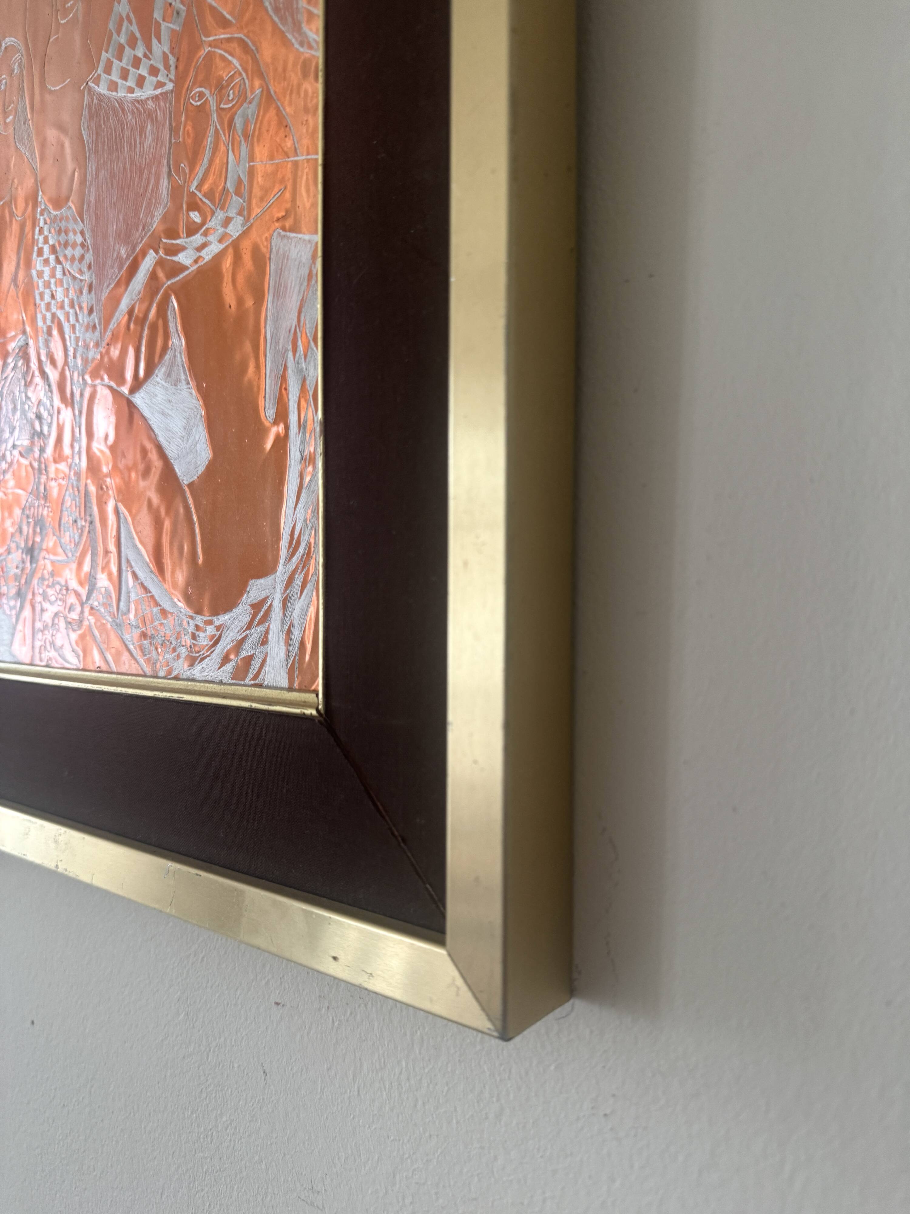 Cubist table copper engraving
