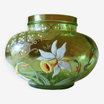 Vase émaillé bas. forme originale