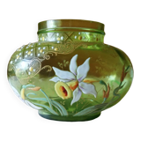 Enameled vase. original form. very fine work.