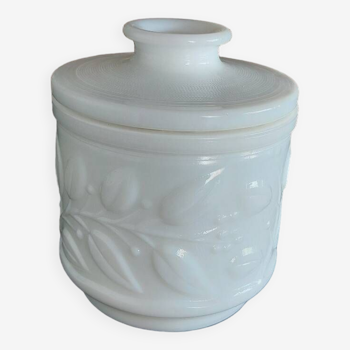 Pot blanc opaline avec couvercle