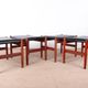 4 Tabourets Danois en teck et cuir noir modèle 40 par Hugo Farndsen 1960.