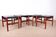4 Tabourets Danois en teck et cuir noir modèle 40 par Hugo Farndsen 1960.