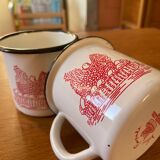Duo of Geneviève Lethu enameled cups