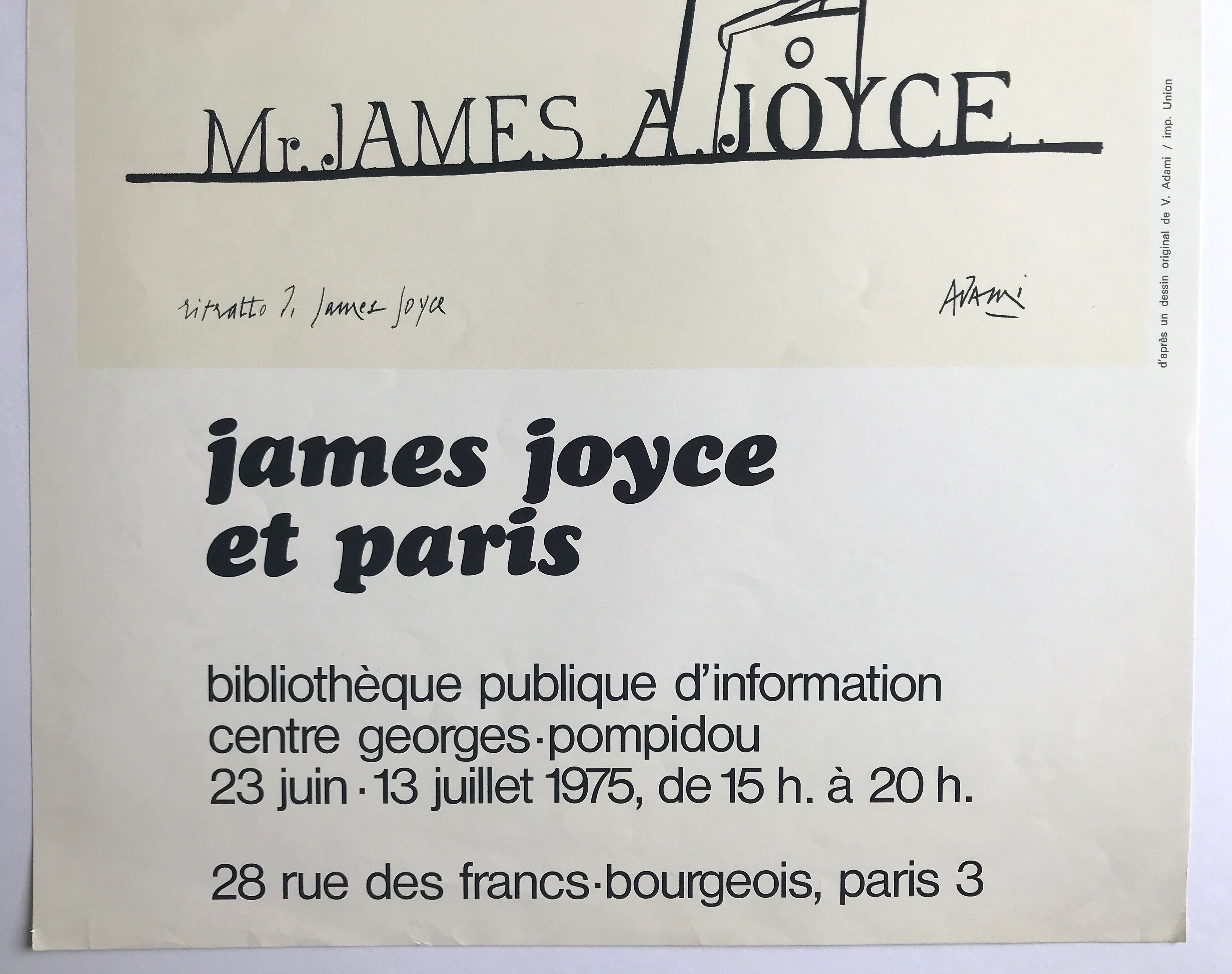 Original poster by Valerio Adami, James Joyce and Paris / BPI, 1975