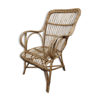 Vintage rattan armchair top backrest