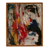 Original Swedish Oil on Canvas – “Abstract” by KB – Vintage & Framed  49 ×