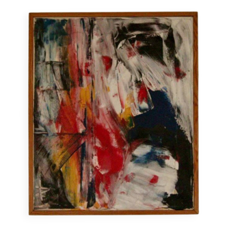 Original Swedish Oil on Canvas – “Abstract” by KB – Vintage & Framed  49 ×