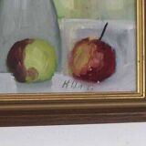 Original Mid Century  Oil on Canvas – “Bowl, Vase and Fruit” by K. W. N.