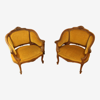 Pair of bergères armchairs