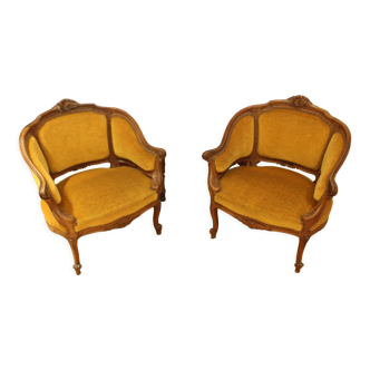 Pair of bergères armchairs