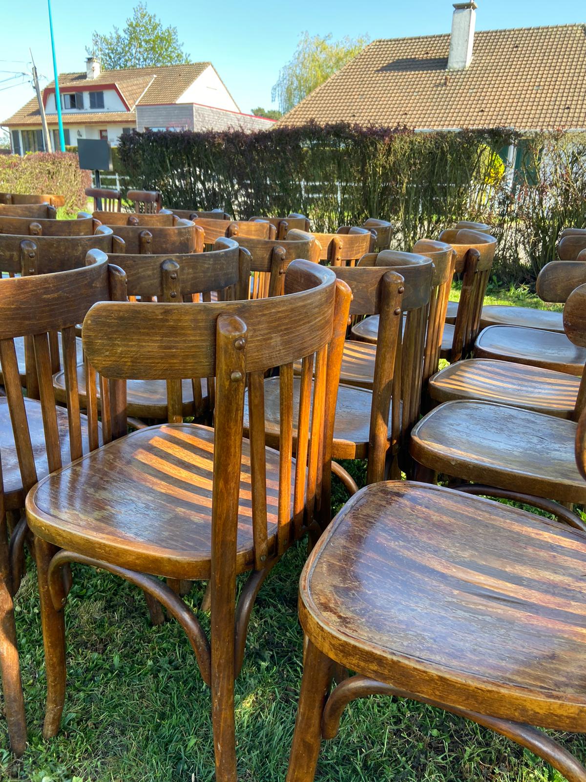 Lot of 20 old bistro chairs