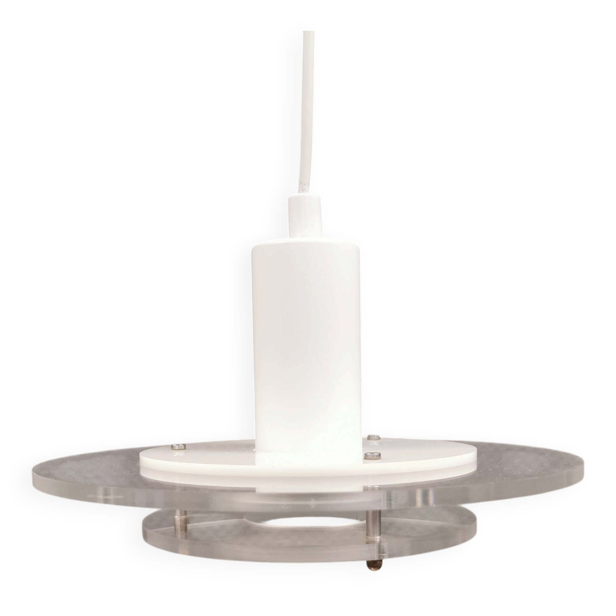 Small Space Age hanging lamp made of plexiglass. Denmark 1980s