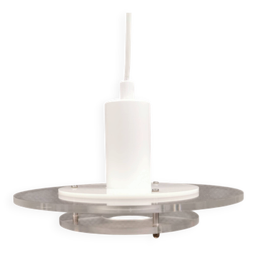 Small Space Age hanging lamp made of plexiglass. Denmark 1980s
