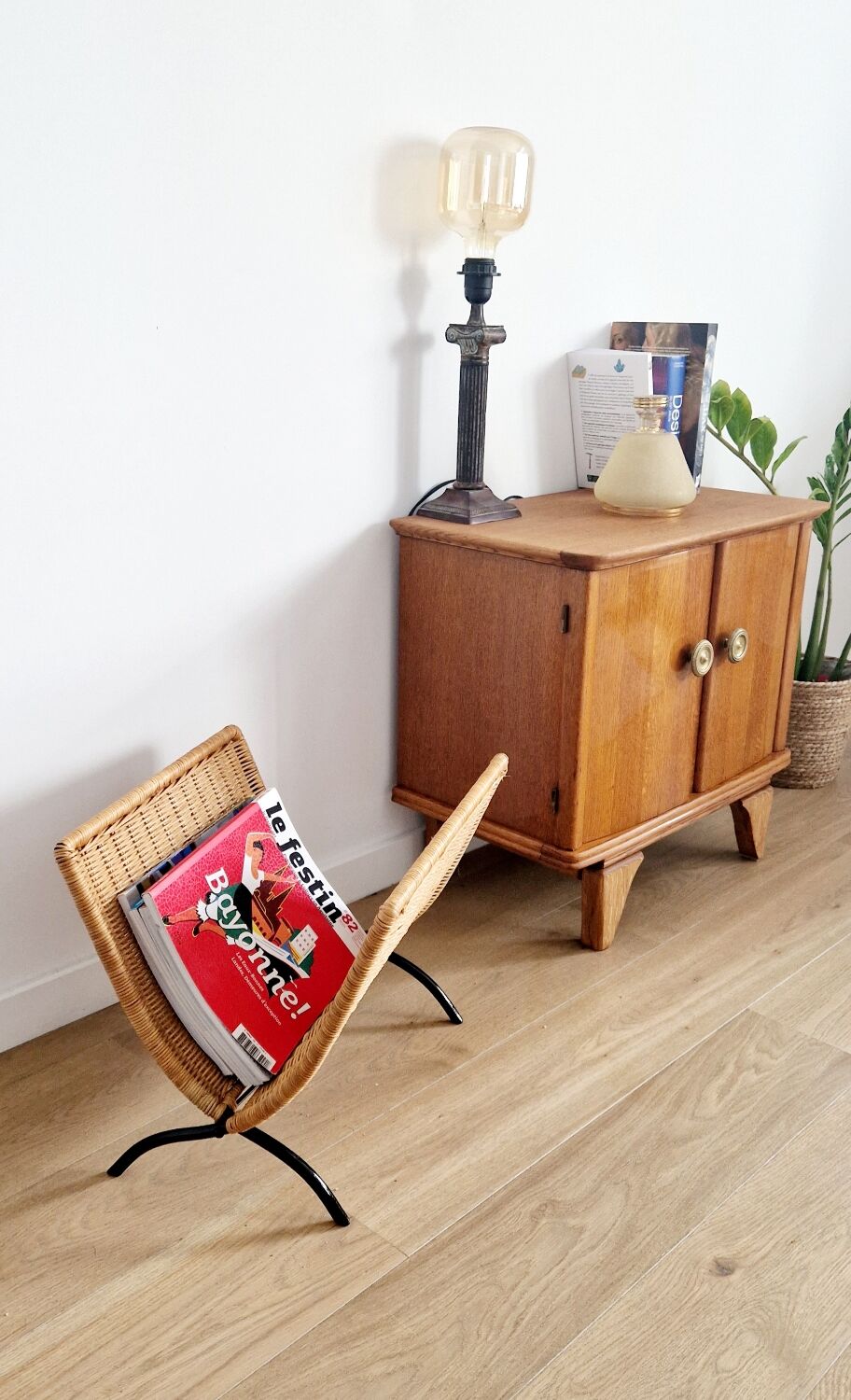 Low sideboard 2 doors art deco oak