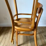 set of 4 Thonet bistro chairs in curved wood honey Mid-Century 50s