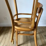 set of 4 Thonet bistro chairs in curved wood honey Mid-Century 50s