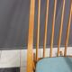 Mid century wooden rocking chair with blue upholstery  1960s