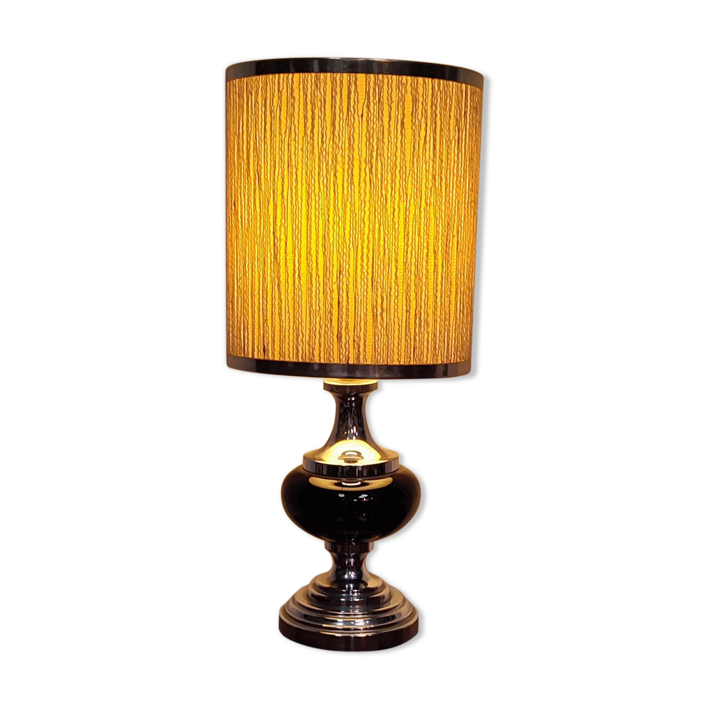 Vintage ceramic table lamp and chrome metal