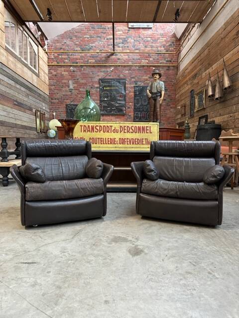Ensemble de salon en cuir années 80