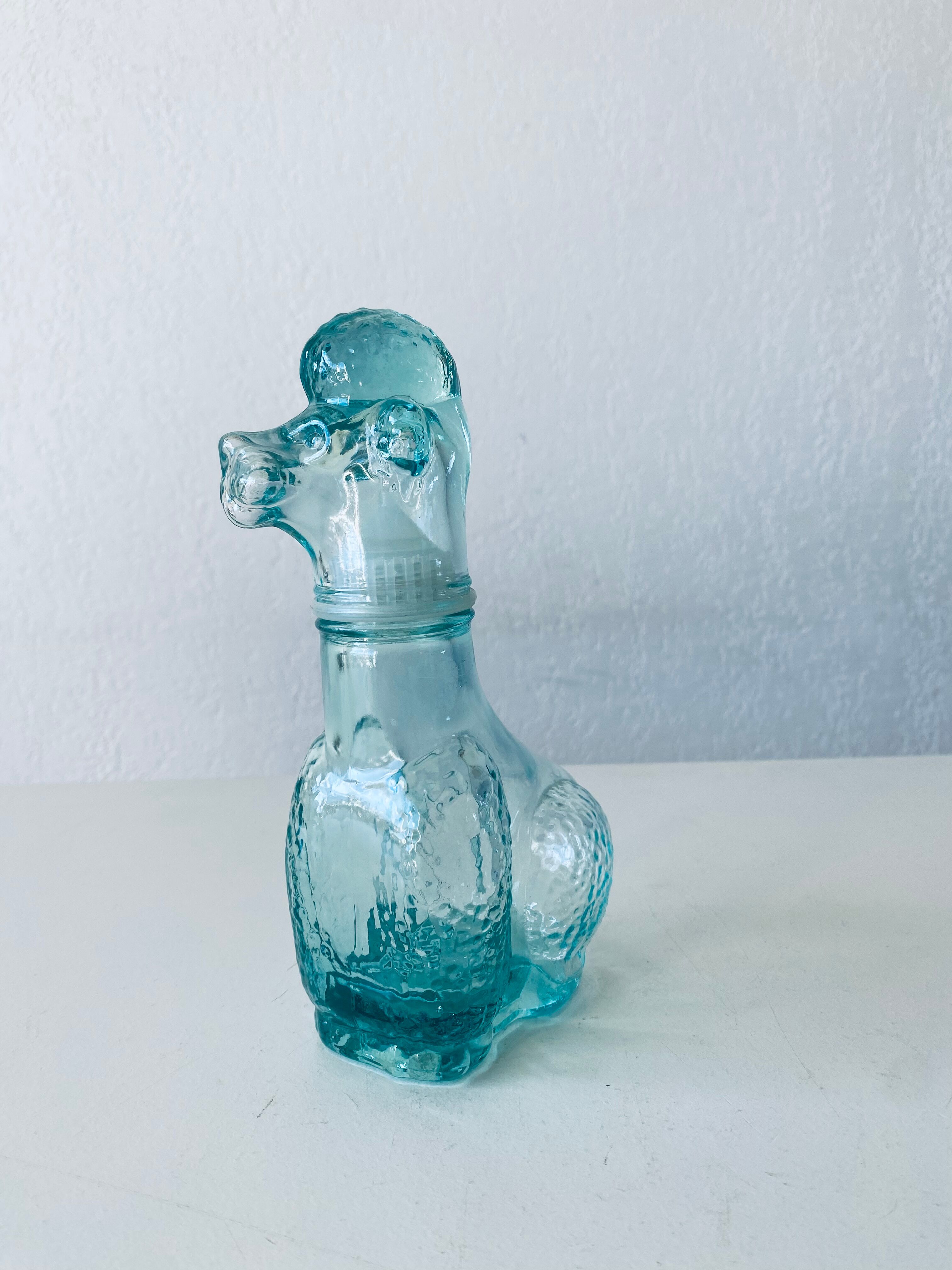 Carafe vintage en verre forme chien caniche