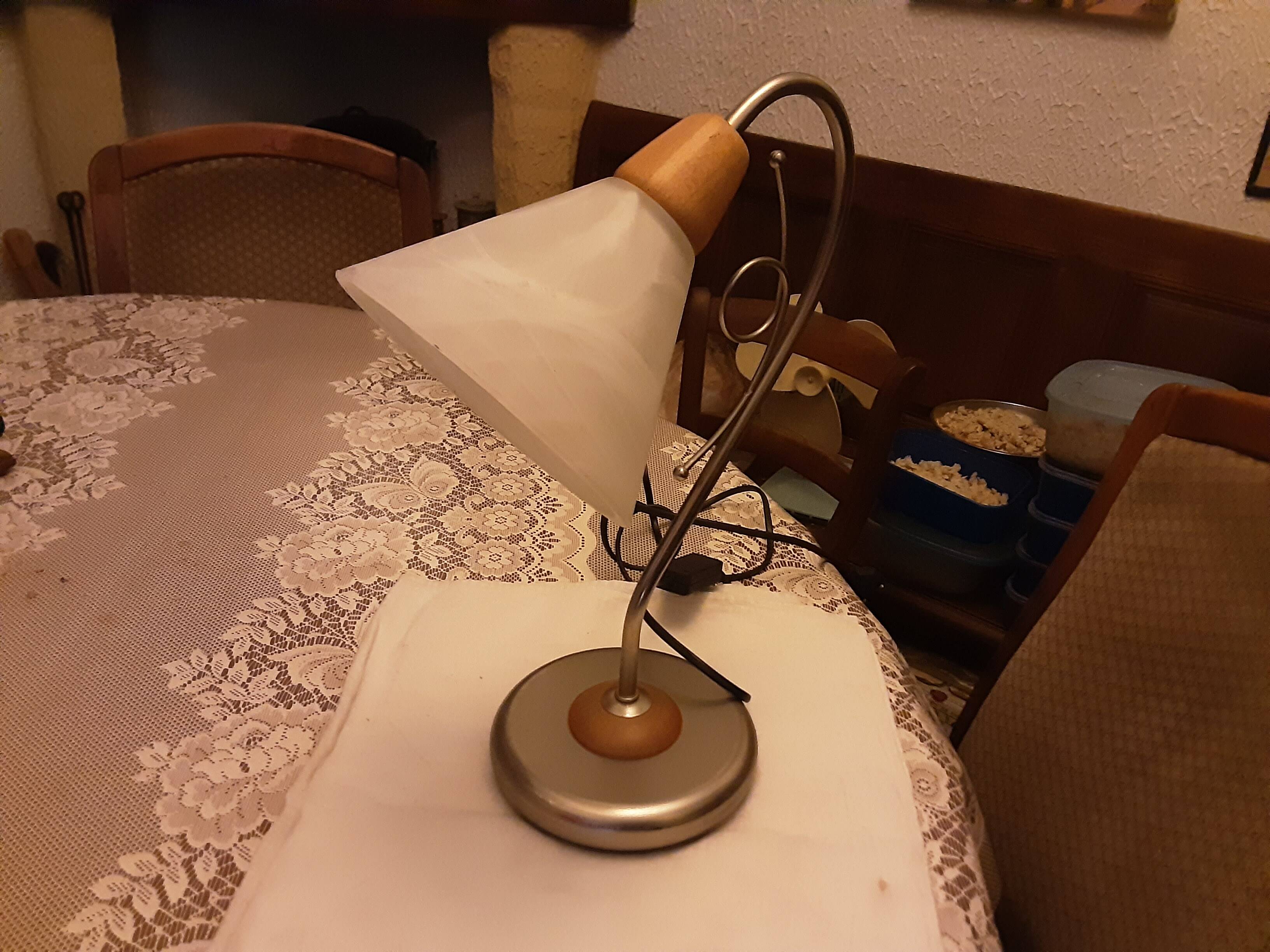 Vaf cinquanta italy table lamp iron chrome wood and glass