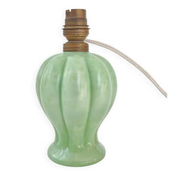 Lampe de table de chevet vintage 1950 en verre opalin irise vert 50s 1950s