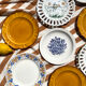 Set of twelve mismatched vintage dessert plates.