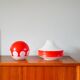 Suspension en opaline bicolore orange / rouge et blanc Design 1970