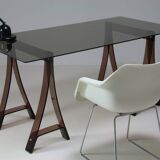 Architect's desk in smoked altuglas by gacita and tiberi for mode europe, 1970s
