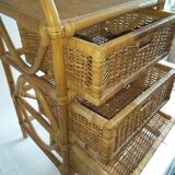 Dresser rattan blond 3 drawers years 70/80