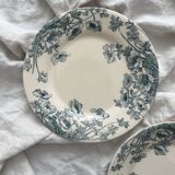 2 assiettes à dessert terre de fer « Anémones » Gien