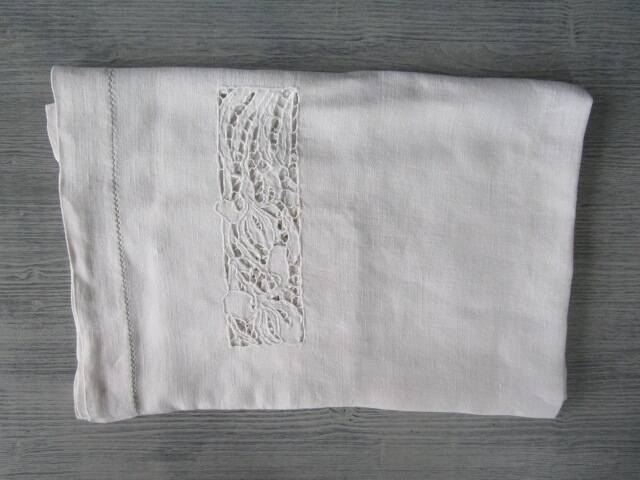Antique embroidered tea tablecloth 78x78cm