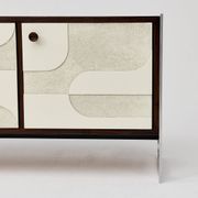 Vintage sideboard with handmade relief surface, metal, Germany, 1960s