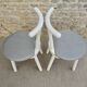 Pair of wooden and Skaï chairs from the 80s, Italy