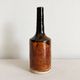 Brown and black glazed stoneware single flower vase, antique handmade pottery.