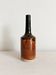Brown and black glazed stoneware single flower vase, antique handmade pottery.
