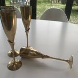 Set of 4 gold metal flutes, vintage 1970