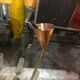 Vintage chandelier in glass and brass 1970
