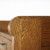 Vintage Industrial English Oak Filing Cabinet with Drawers, 1920s