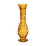 Amber glass vase, diamond tip, vintage