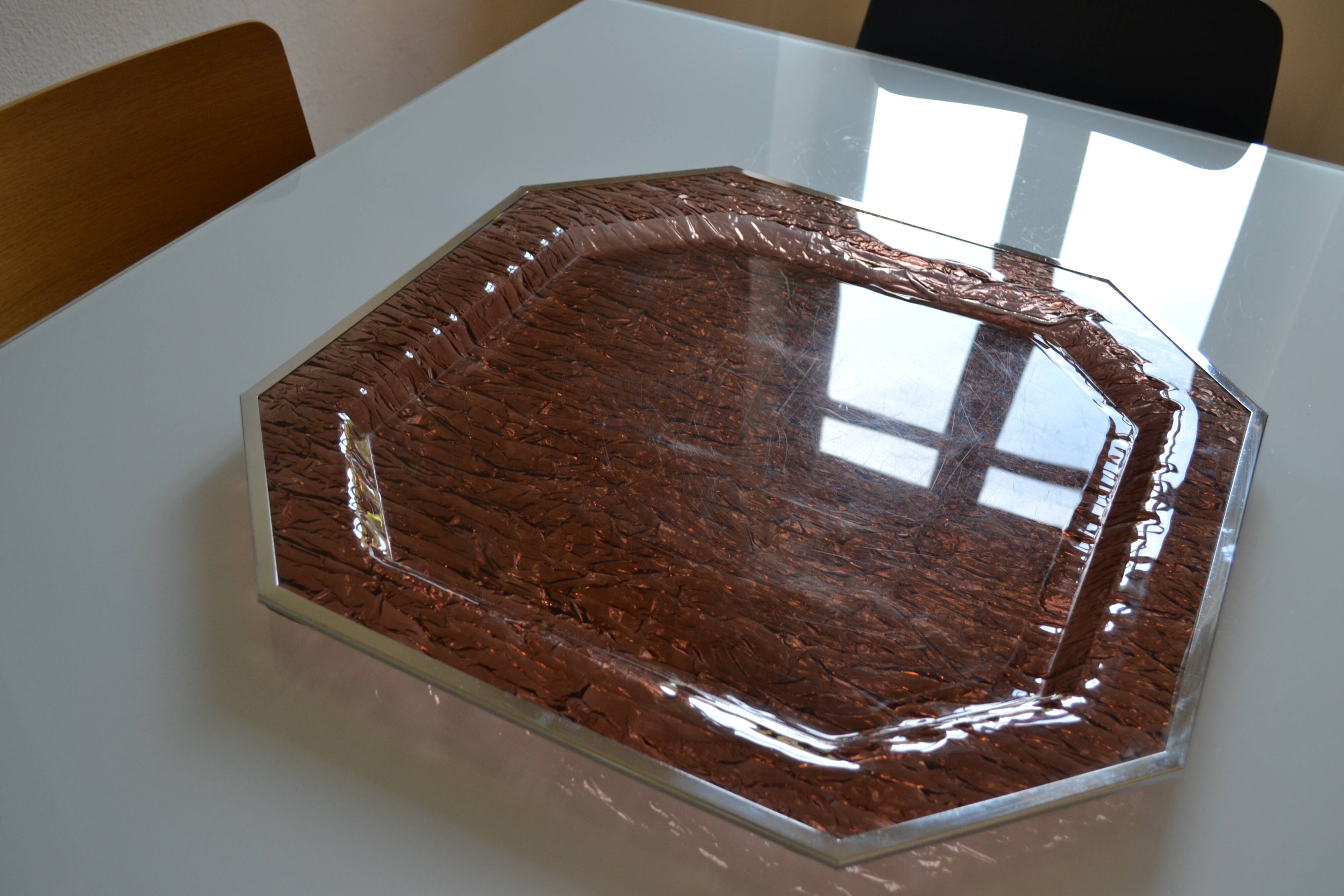 1970 tray in smoked lucite