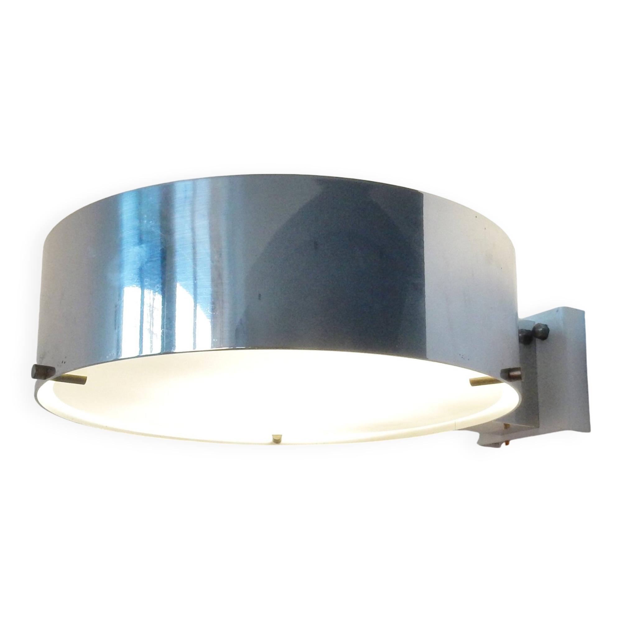 Chromed metal and glass wall lamp by Bruno Gatta for Stilnovo, Italy 1960's