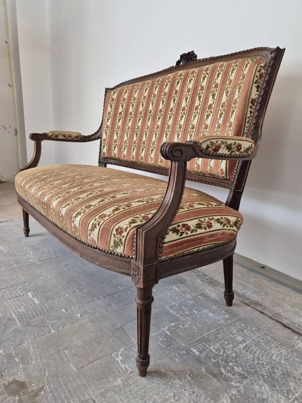 Banquette canapé style Louis XVI deux places époque 1900s