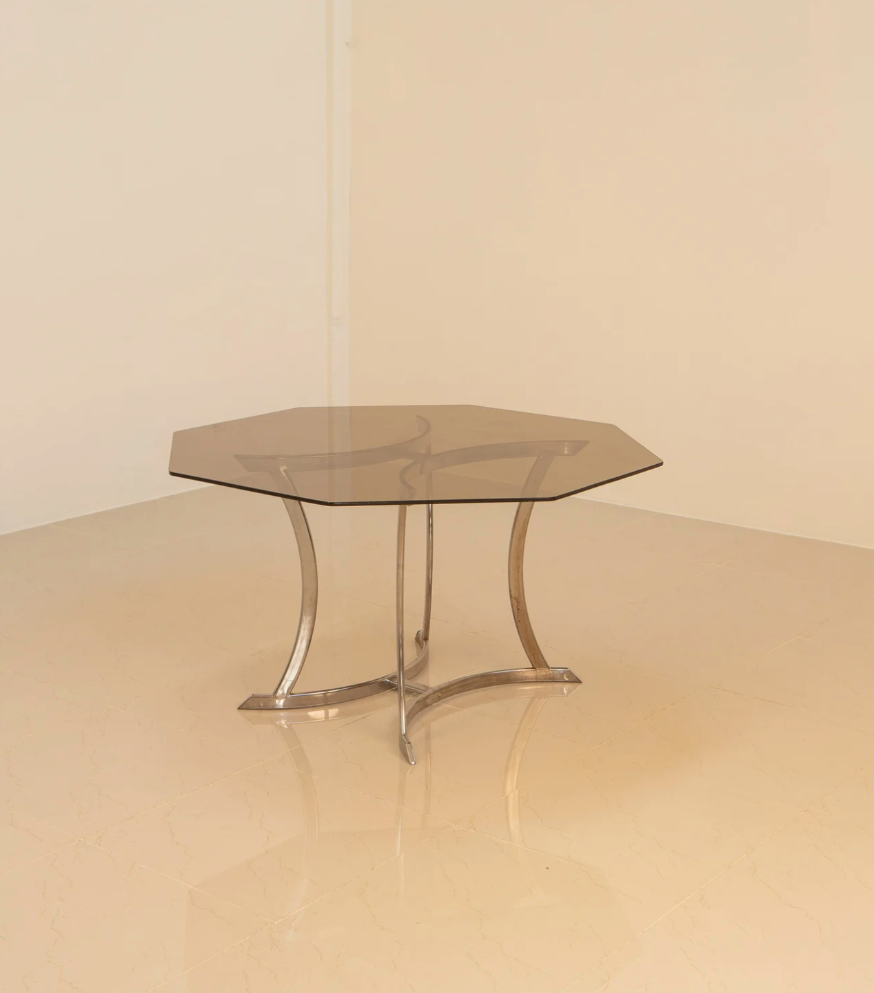 Italian octagonal metal dining table 70's