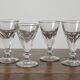 4 antique stemmed wine glasses with flat sides, made of blown glass from the 19th century