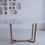 Oval dining table in white Ibiza marble 160x90x75