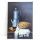Painting canvas still life coffee maker country apple pie