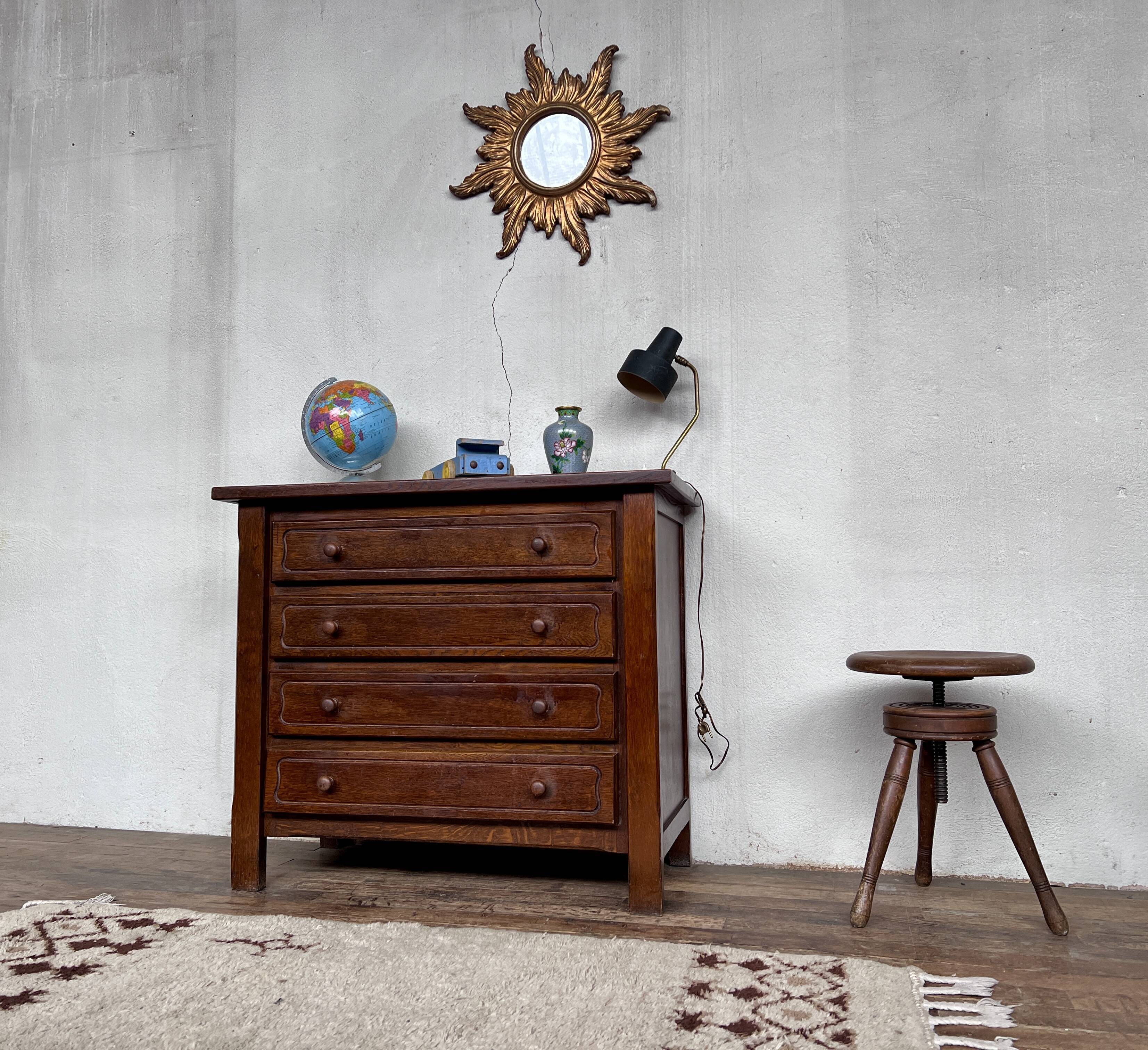 Vintage structured wood chest of drawers